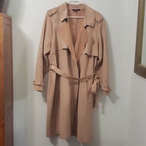 Rebel Wilson Faux Suede Blush 2x Fall Trench Coat